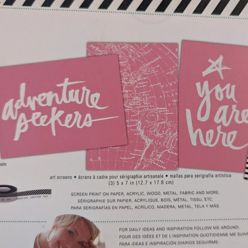 NWT Heidi Swapp Adventure Seekers Art Screens Kit You Are Here Screenprint Craft